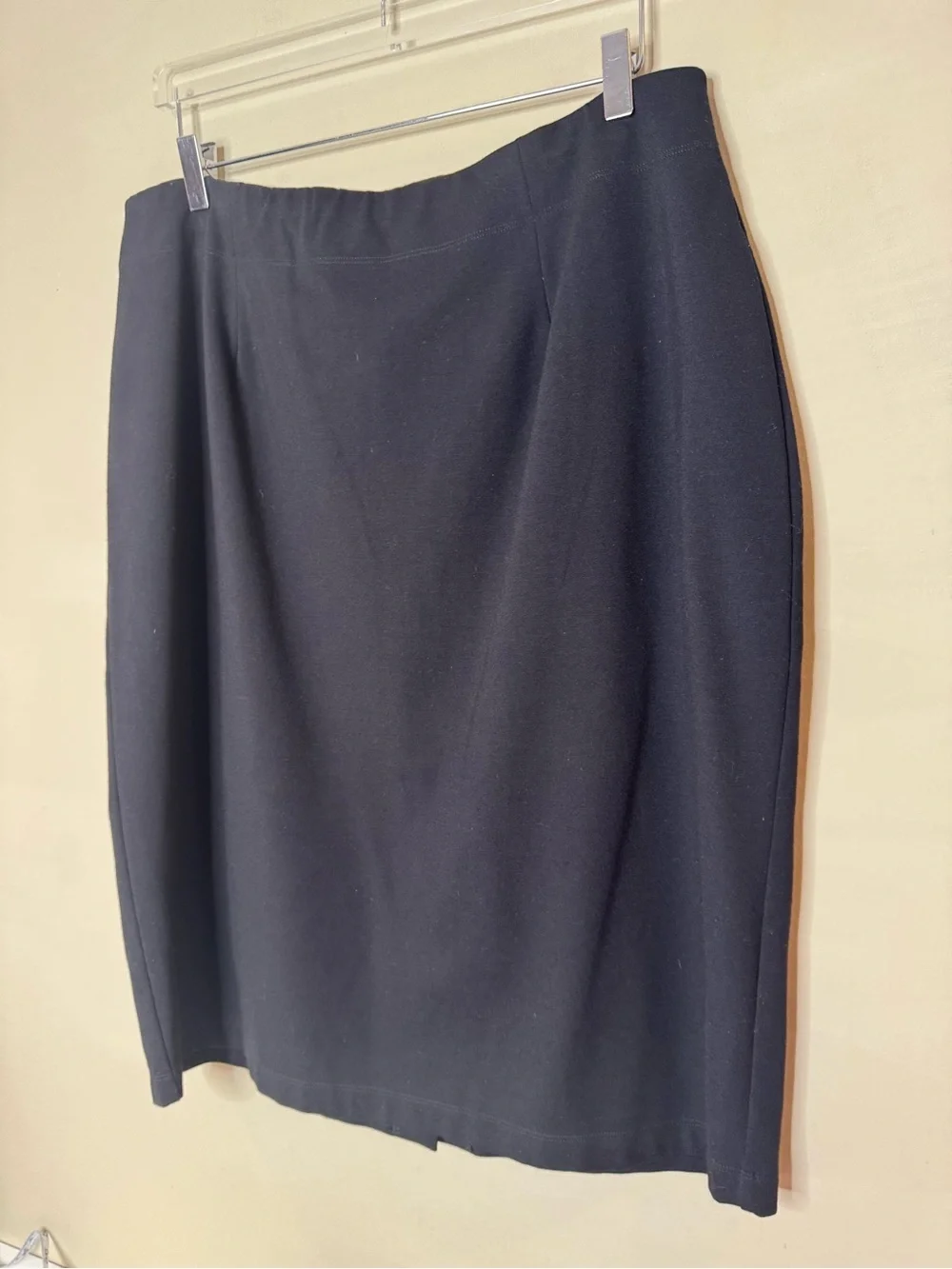 Eileen Fisher Woman Black Pencil Skirt Size 1X Stretch Knit Career Classic